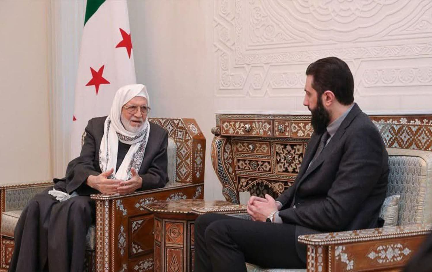 Syria's interim President Ahmed al-Sharaa (right) and Osama al-Rifai (left). Photo: State-affiliated media
