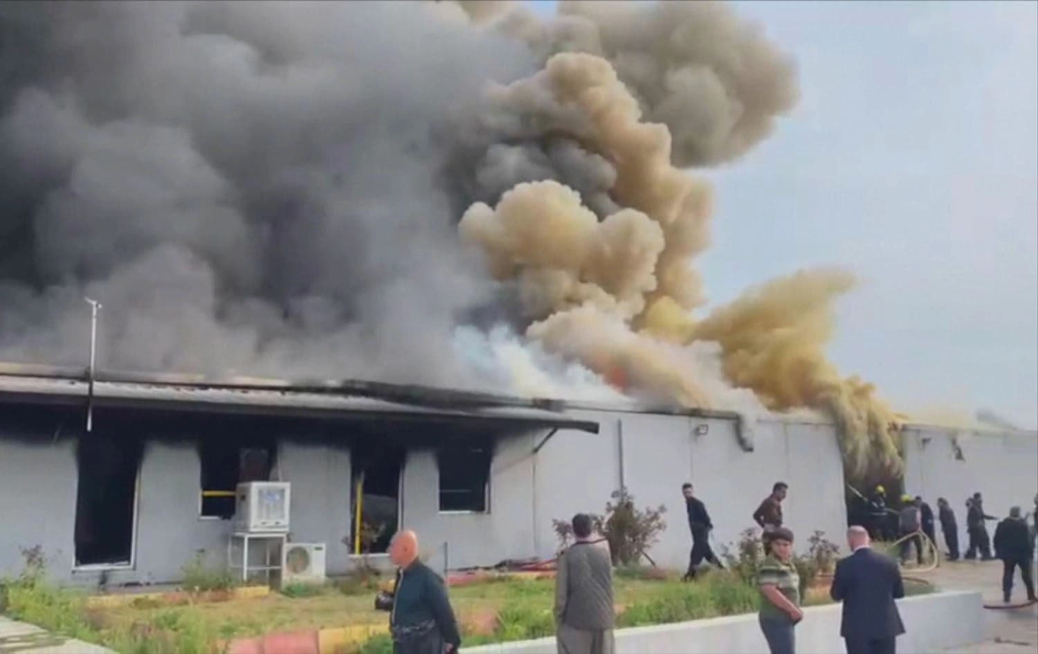A fire at a poultry farm in Erbil on March 30, 2025. Photo: Rudaw