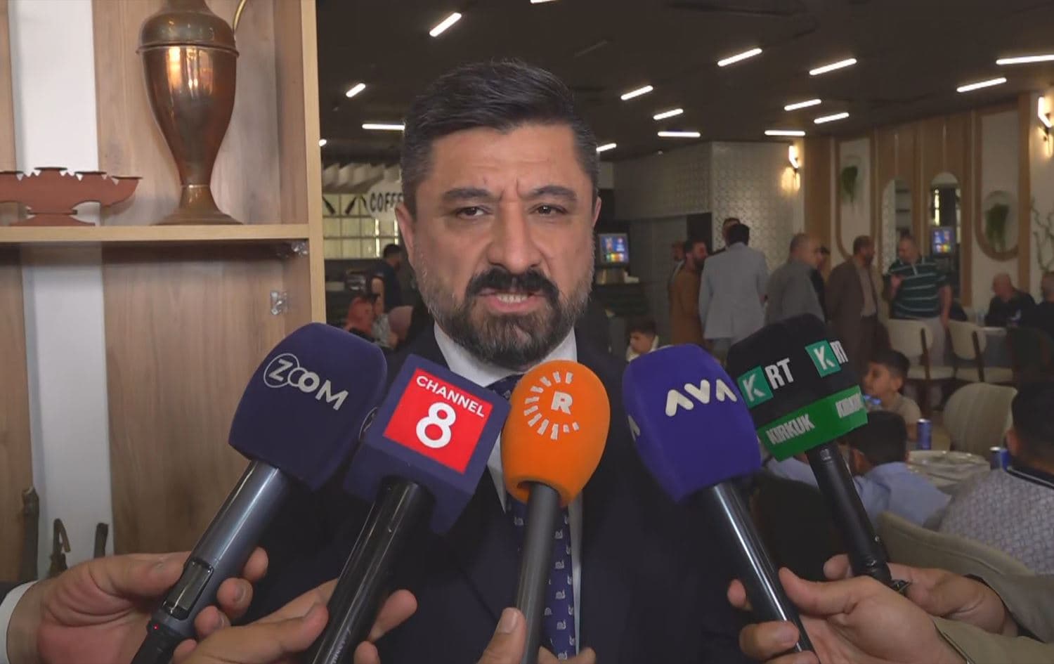 Iraqi Justice Minister Khalid Shwani speaking to reporters in Kirkuk on March 31, 2025. Photo: Rudaw