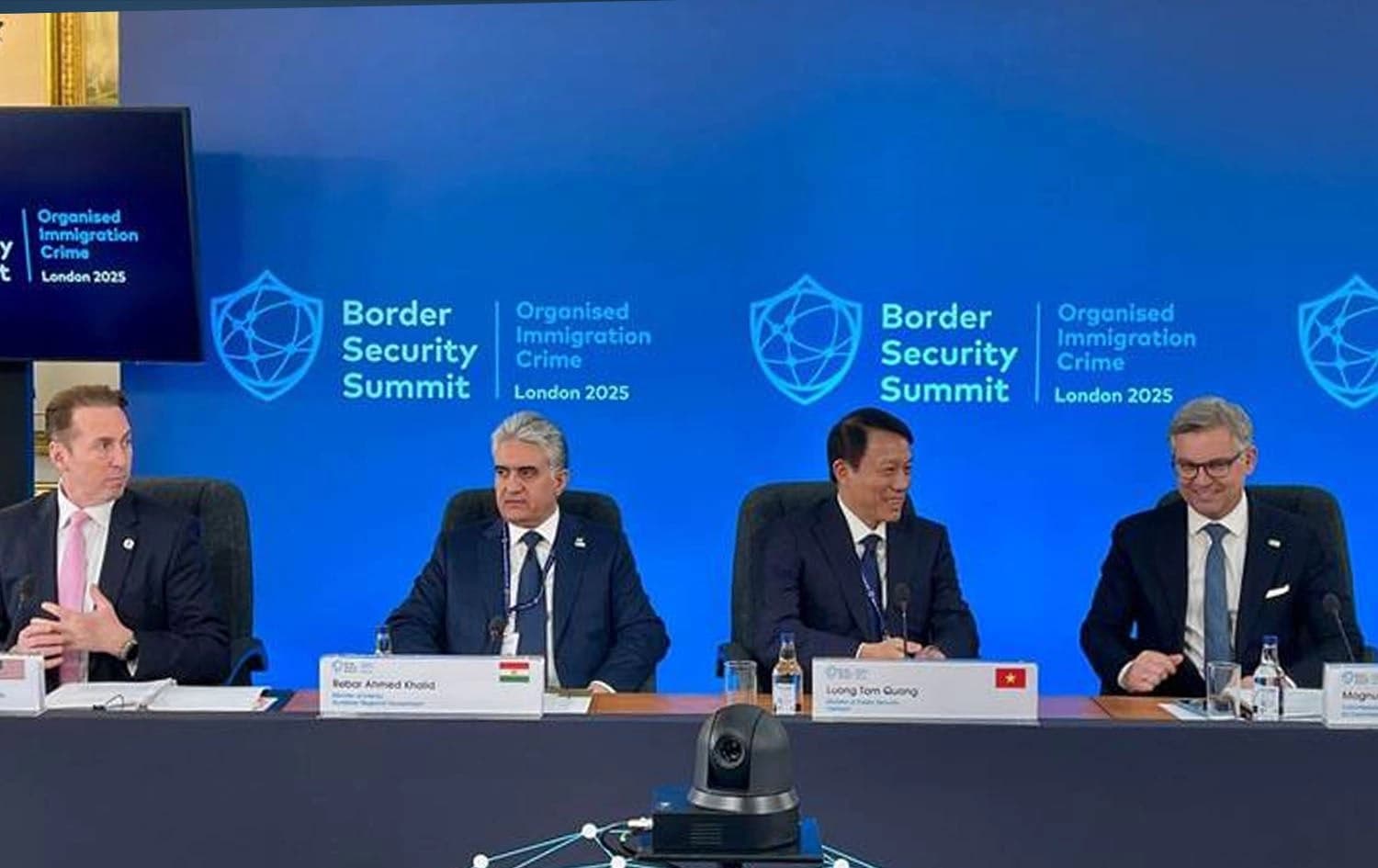 Kurdistan Region Interior Minister Rebar Ahmed attends the Border Security Summit in London, on March 31, 2025. Photo: Kurdistan Region Interior Ministry