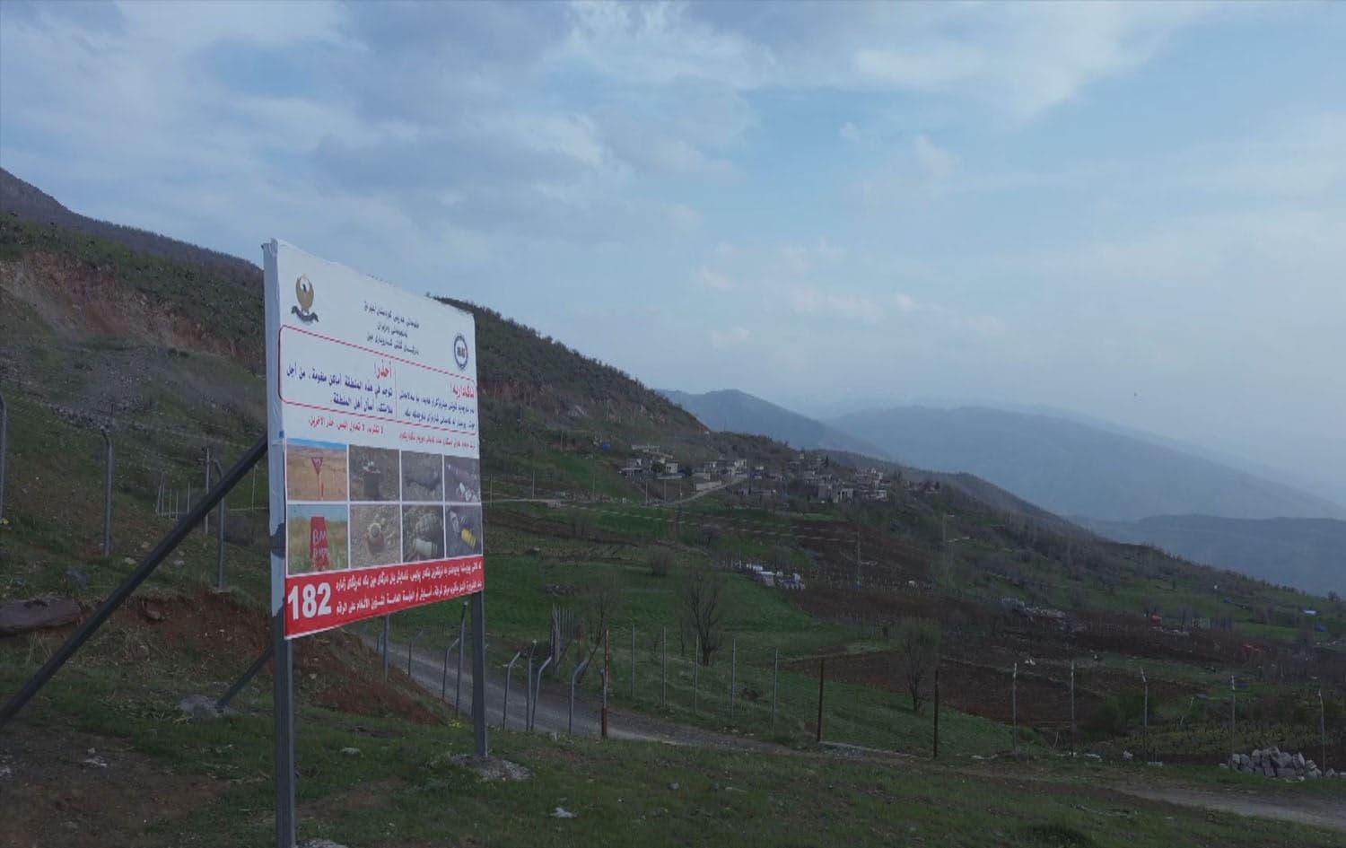 A landmine warning sign in Sidakan district in the Soran Independent Administration. Photo: Rudaw