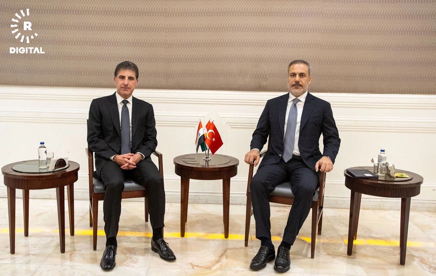 Kürdistan Bölgesi Başkanı Neçirvan Barzani (sağda) ile Türkiye Dışişleri Bakanı Hakan Fidan. / Foto: Rûdaw / Arşiv