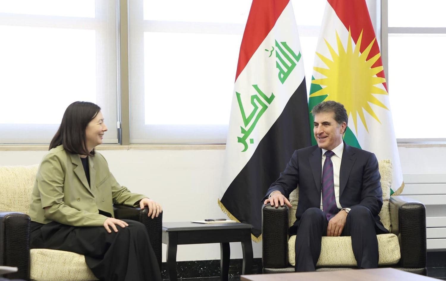 President of the Kurdistan Region Nechirvan Barzani (right) and Victoria Taylor, US Deputy Assistant Secretary of State for Iraq and Iran (left), on the sidelines of the Suli Forum 2025. Photo: Kurdistan Region Presidency