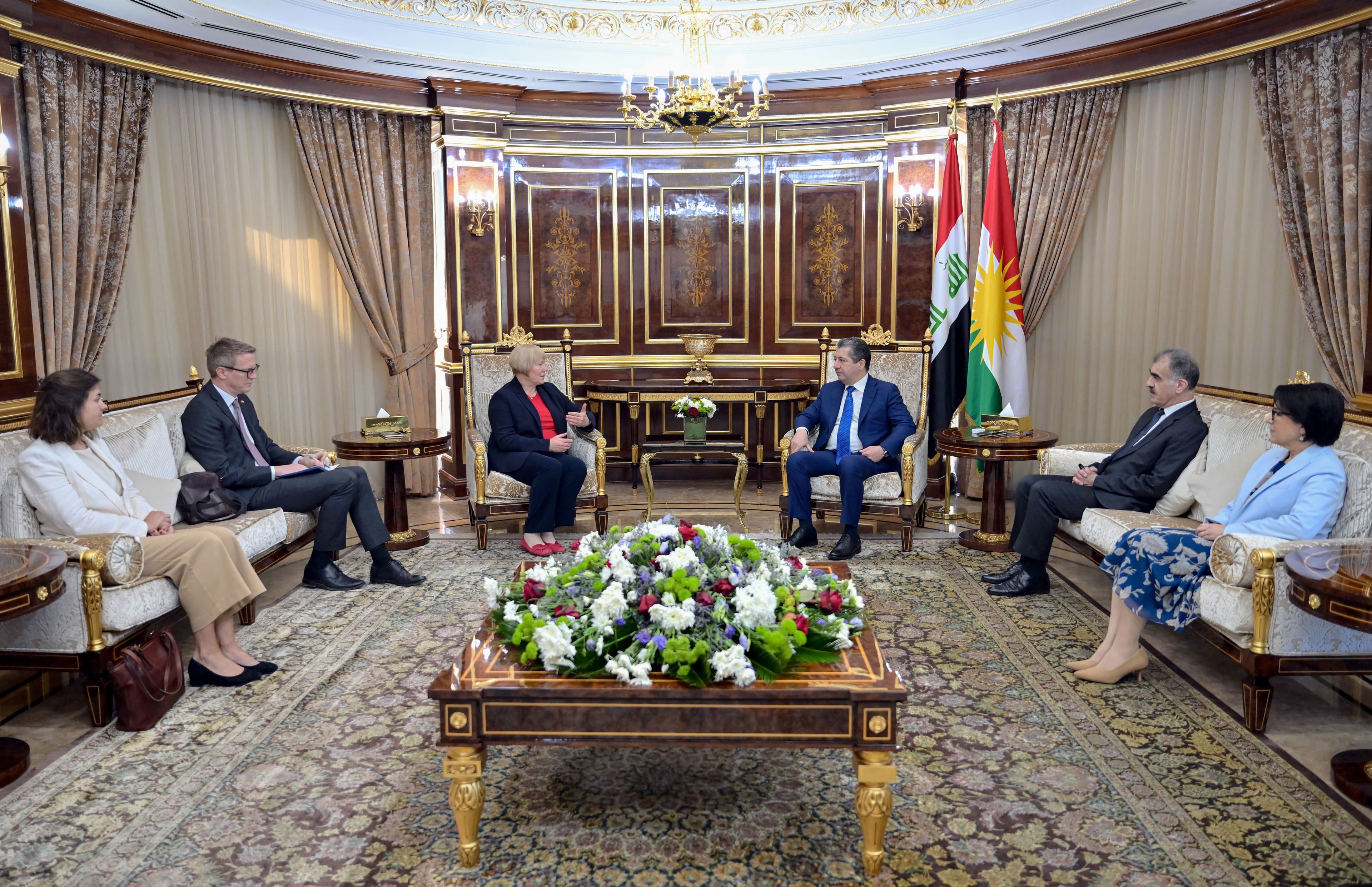 Kurdistan Region Prime Minister Masrour Barzani and German Ambassador to Iraq Christiane Hohmann meeting in Erbil on April 17, 2025. Photo: KRG
