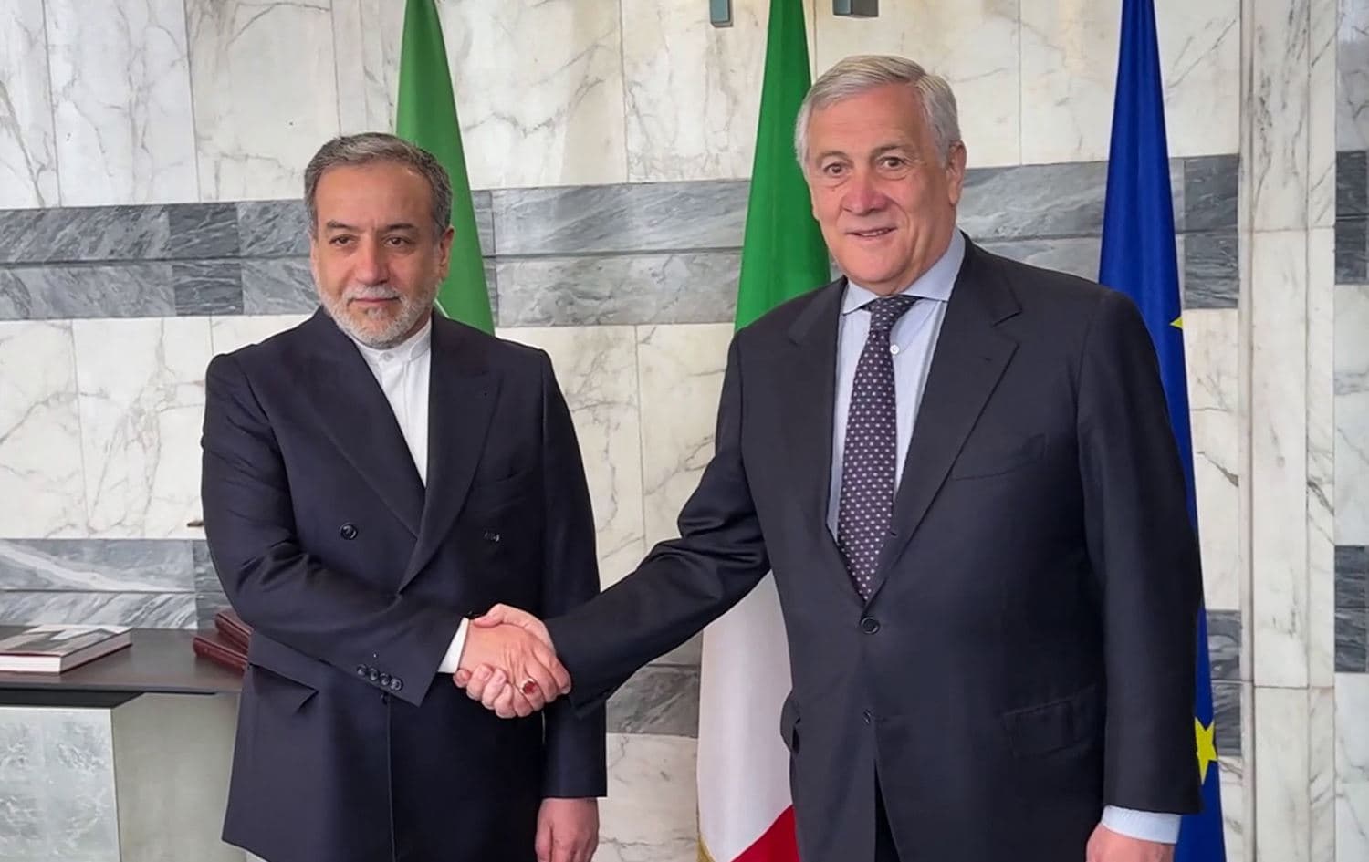 Iranian Foreign Minister Abbas Araghchi (left) meeting with his Italian counterpart Antonio Tajani (right) in Rome, Italy on April 19, 2025. Photo: AFP