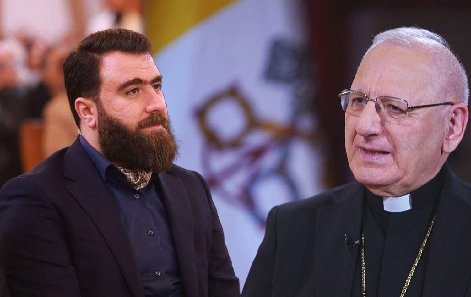 Head of Iraq’s Babylon Movement Rayan al-Kildani (right) and Iraq’s Chaldean Patriarch Cardinal Louis Raphael Sako (left). Graphic: Rudaw
