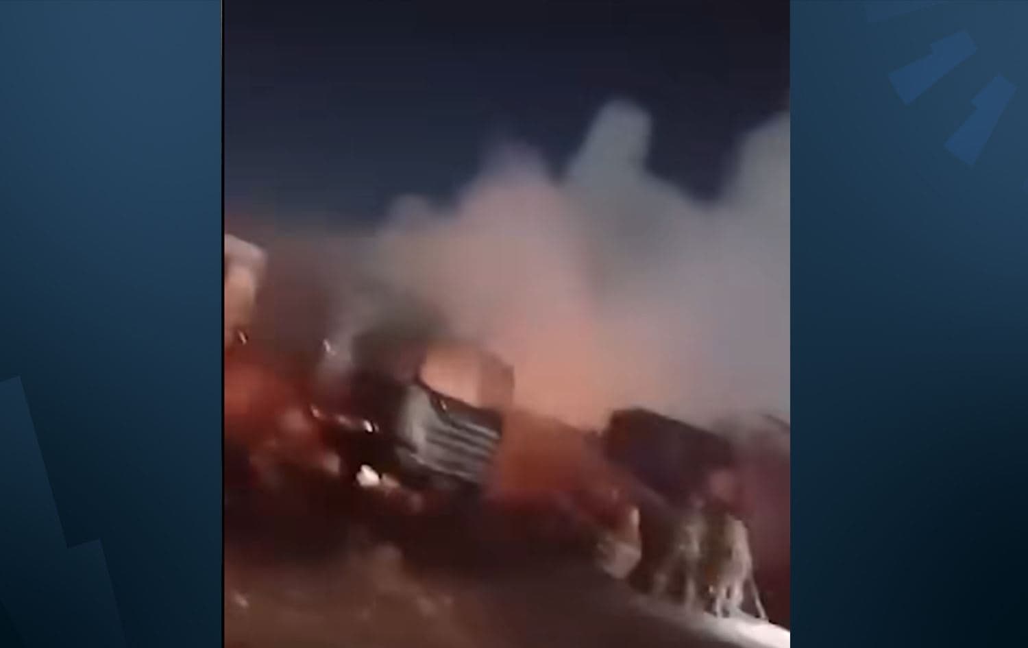 Footage shows civil defense teams battling the flames that engulfed at least six vehicles in Iraq's northern city of Mosul on April 28, 2025. Photo: Submitted