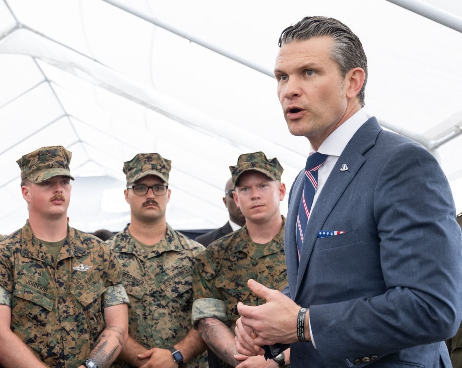 US Secretary of Defense Pete Hegseth meets American troops on April 8, 2025. Photo: SecDef/X