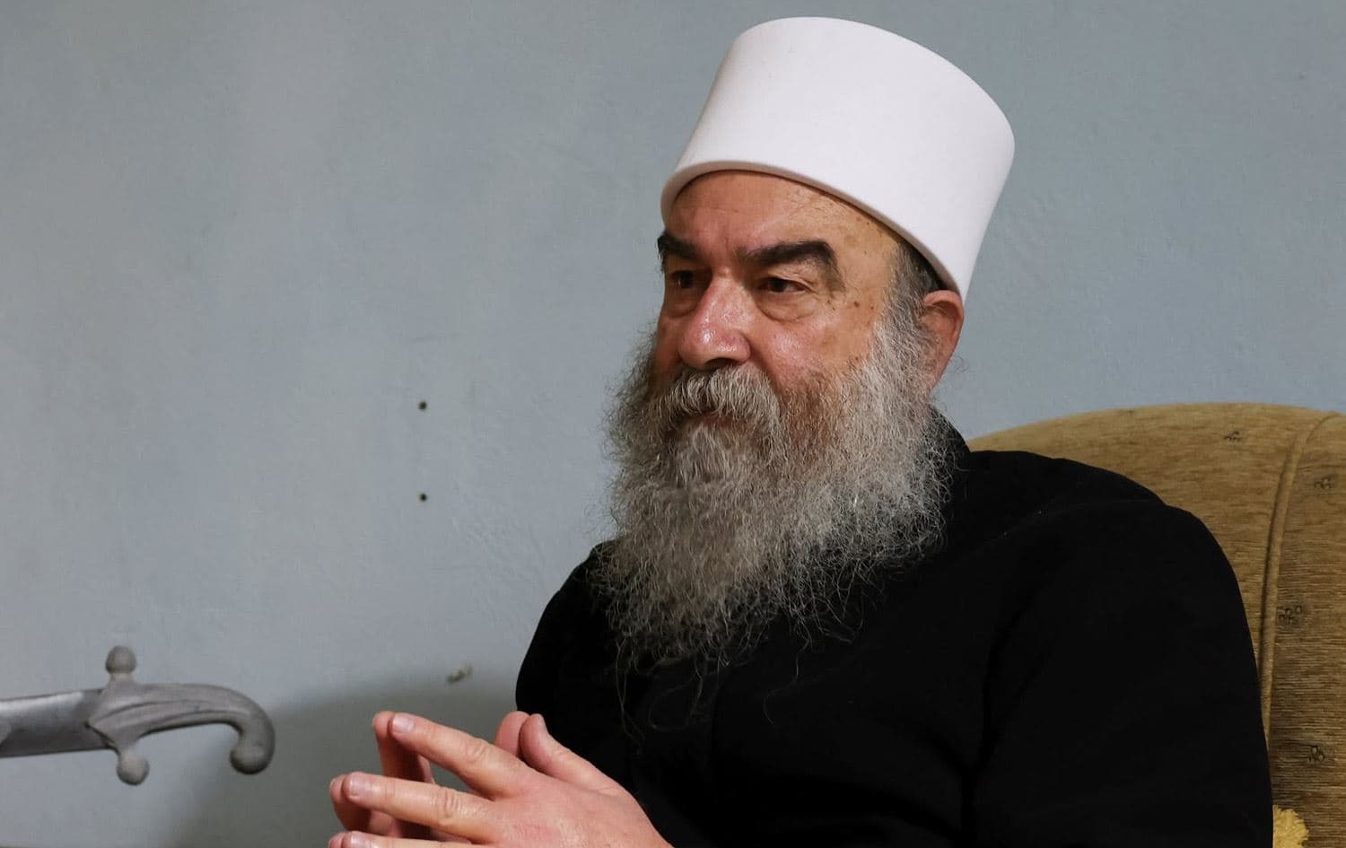 شێخ حیکمەت هەجەری، سەرکردەی باڵای دروزەکانی سووریا. وێنە: Reuters