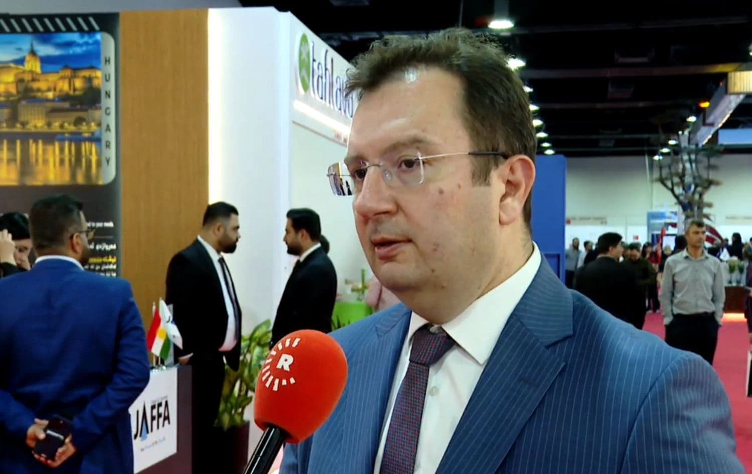 Turkish Consul General in Erbil Erman Topcu speaking to Rudaw at METEX2025 in Erbil on May 7, 2025. Photo: Rudaw 