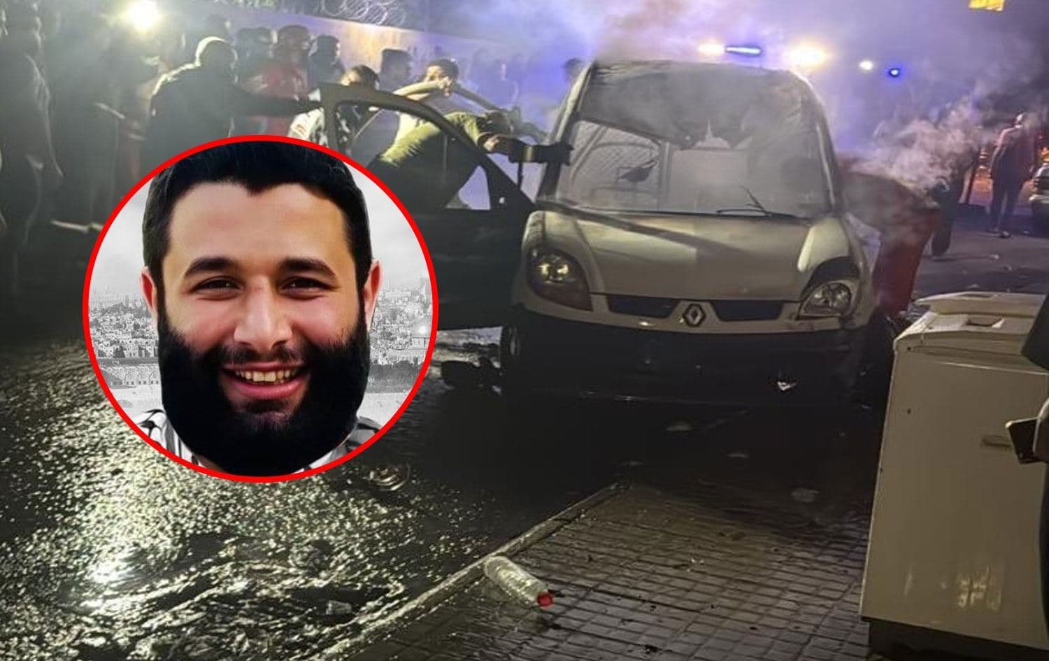 Xalid Ehmed el-Ehmed û otomobîla bombekirî /Wêne: Torên Civakî