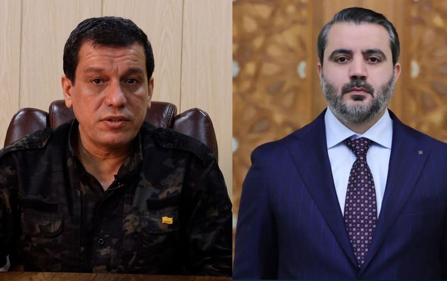 Demokratik Suriye Güçleri (DSG) Genel Komutanı Mazlum Abdi ve Suriye Dışişleri Bakanı Esad Şeybani