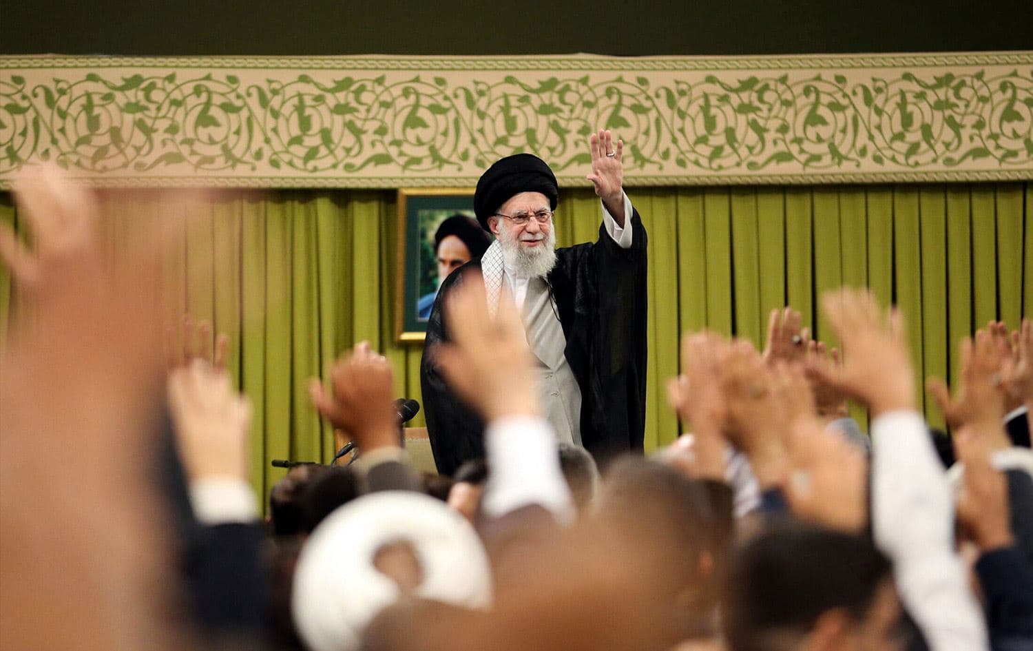 Iranian Supreme Leader Ayatollah Ali Khamenei addressing teachers and education officials from across the country in Tehran on May 17, 2025. Photo: Khamenei’s office/AFP