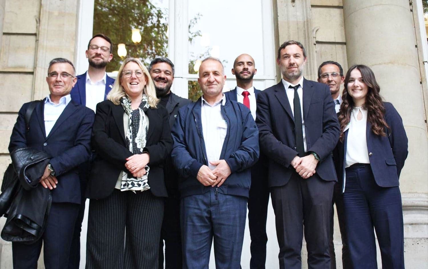 A delegation from the Kurdish administration in northeast Syria (Rojava) after a meeting with French lawmakers in Paris on May 21, 2025. Photo: Danielle Simonnet/X