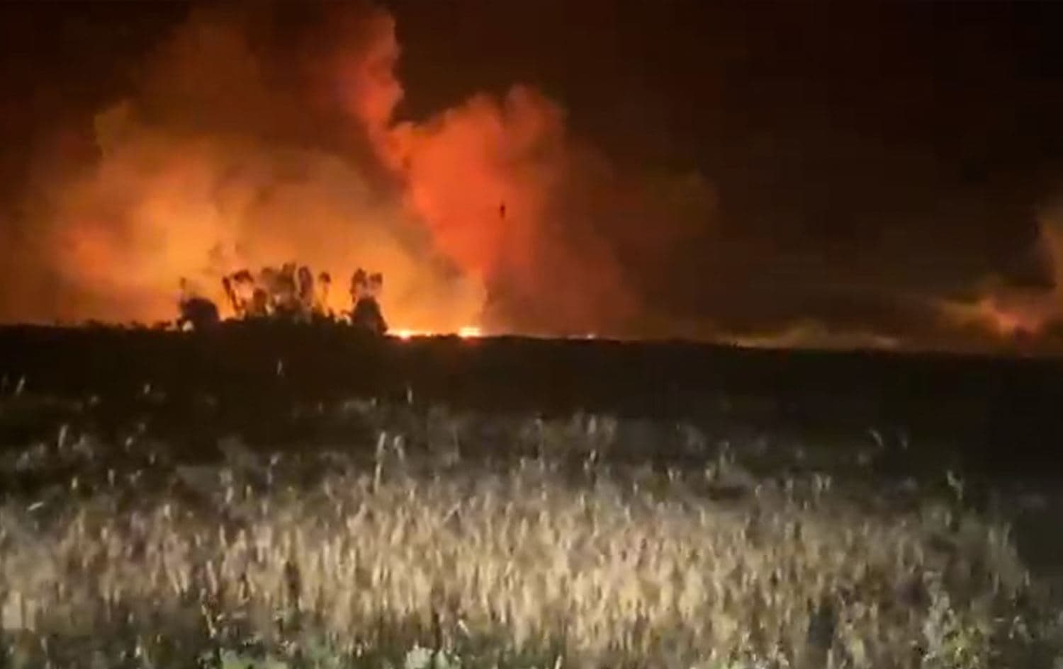 A massive fire rages in Erbil province's Qushtapa subdistrict on May 23, 2025. Photo: Rudaw