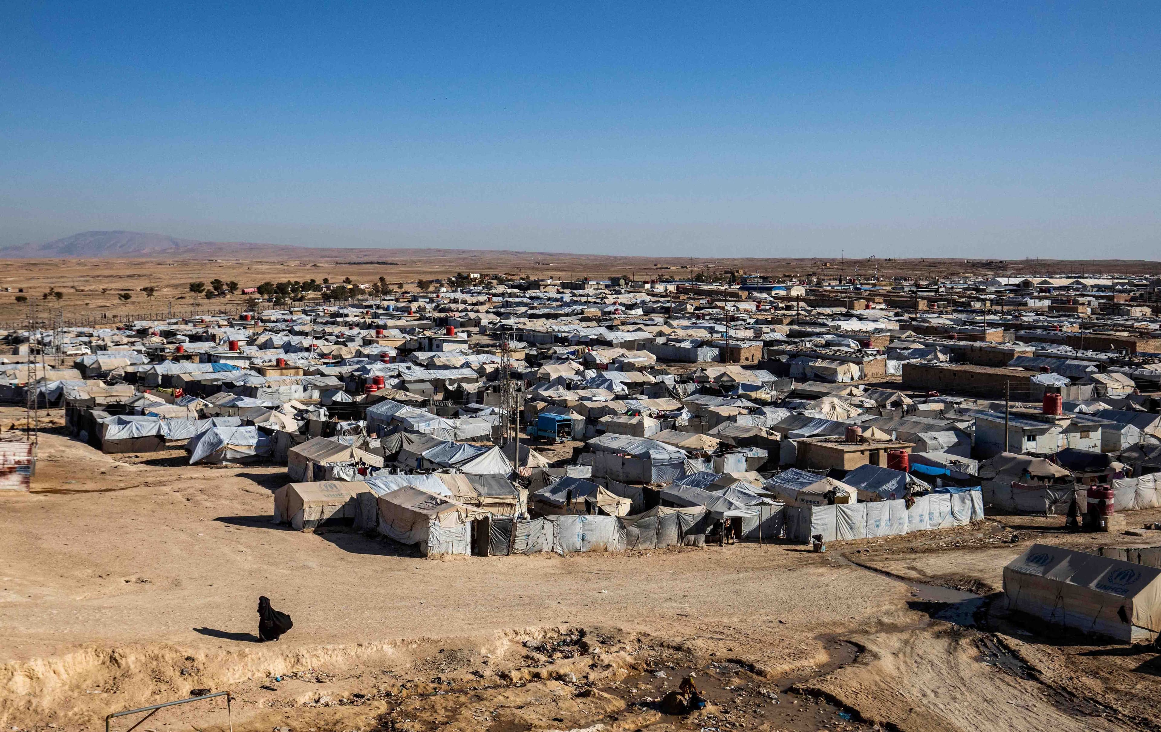 دیمەنێکی کەمپی هۆل لە شاری حەسەکەی رۆژئاوای کوردستان. وێنە: AFP