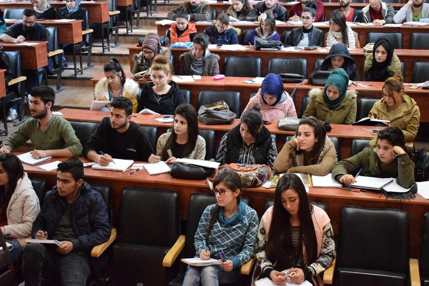 Students attend a lecture at an academic institution in northeast Syria (Rojava) on August 25, 2020. Photo: ANHA