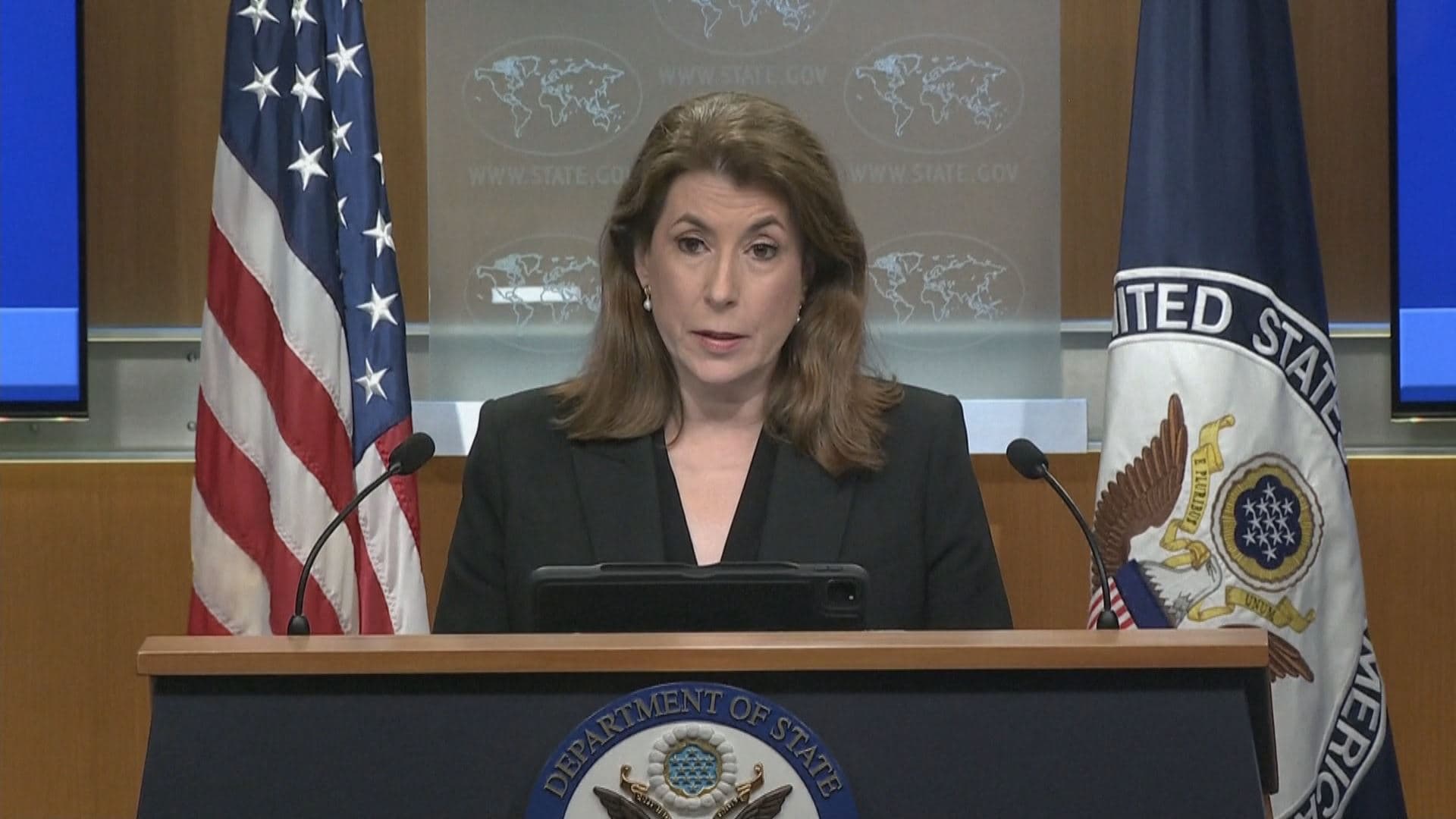 US State Department spokesperson Tammy Bruce speaks to reporters on June 11, 2025. Photo: Rudaw/Screengrab