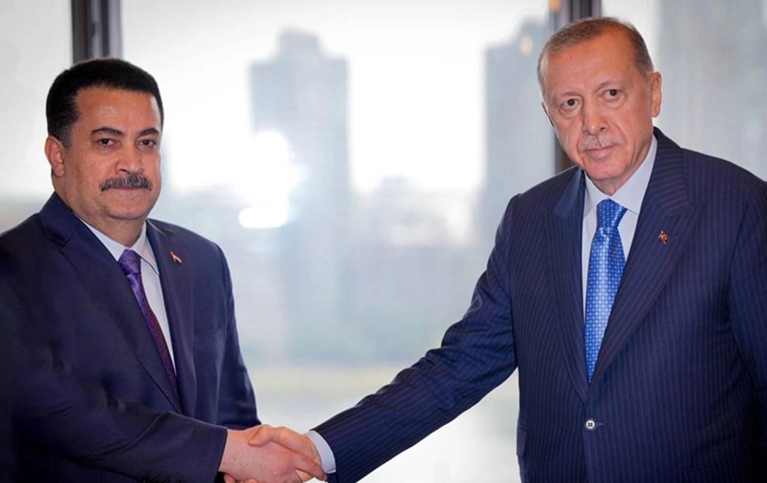 Iraqi Prime Minister Mohammed Shia' al-Sudani (left) and Turkish President Recep Tayyip Erdogan in New York meeting on the sidelines of the UN General Assembly on September 25, 2024. Photo: Office of Iraqi PM