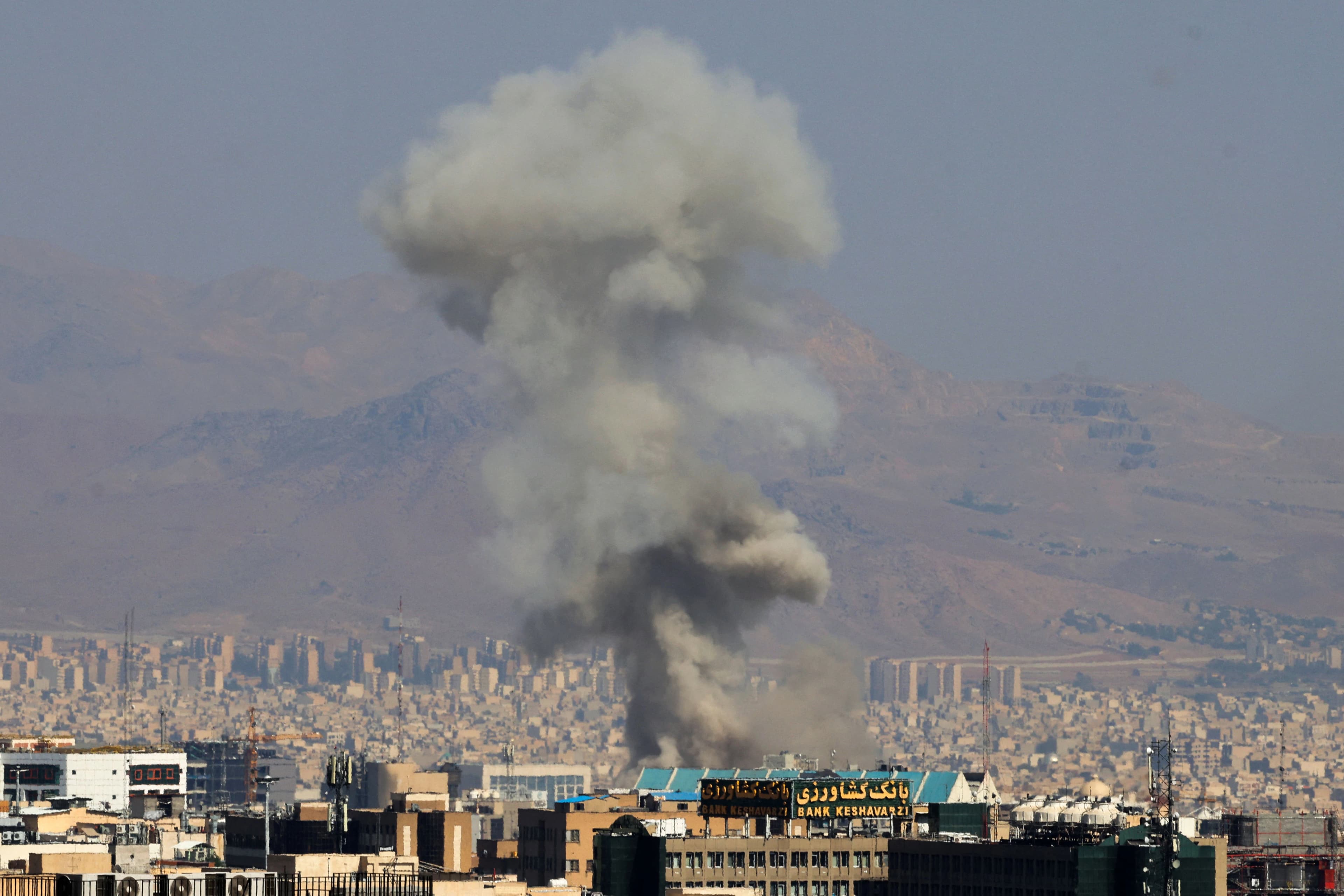 Smoke billows following an explosion in central Tehran on June 15, 2025. Photo: AFP