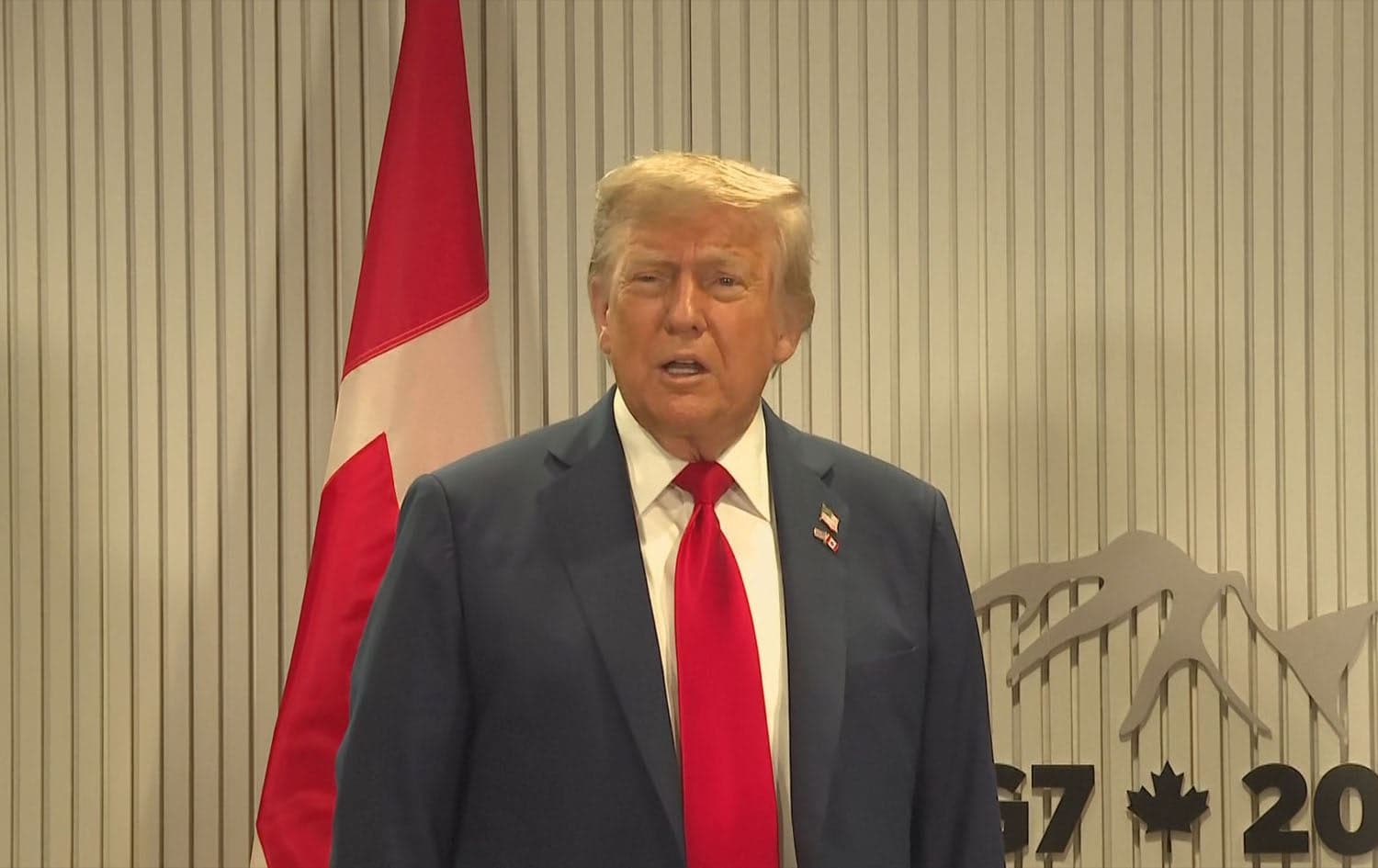 US President Donald Trump speaks on the sidelines of the G7 summit in Canada on June 16, 2025. Photo: Screengrab/AFP