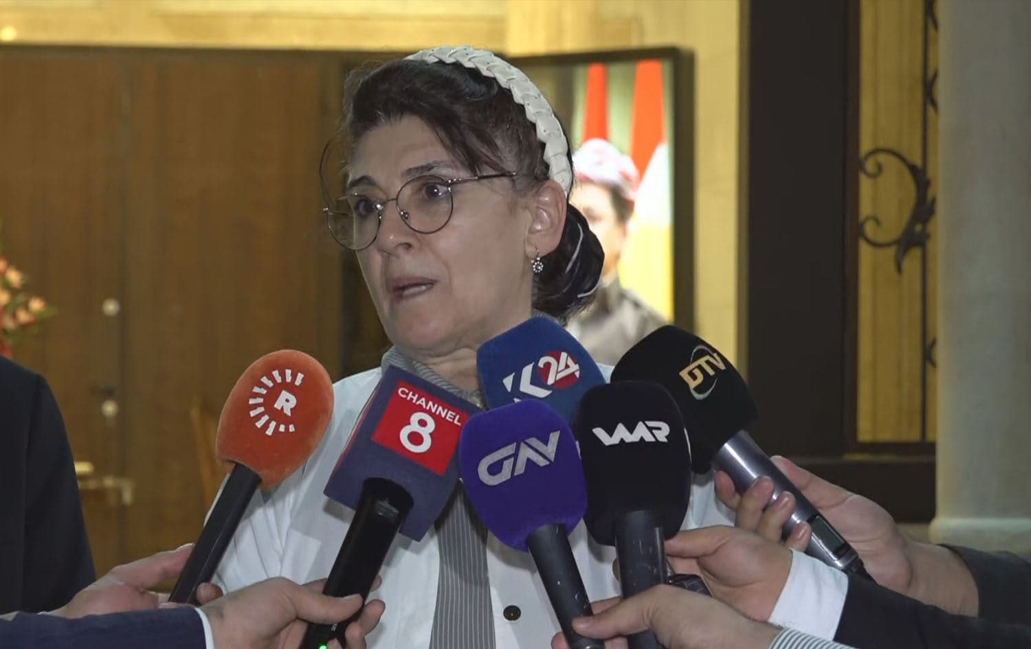 Kurdish political icon Layla Zana speaks to reporters in Zakho on July 10, 2025. Photo: Screengrab/ Rudaw