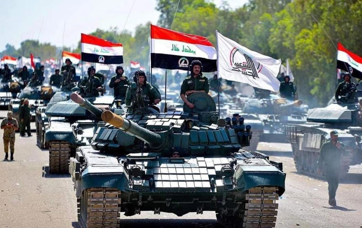 Members of Iraq's Popular Mobilization Forces (PMF, or Hashd al-Shaabi) participate in a military display in Baghdad on February 24, 2024. Photo: Iraqi defense ministry