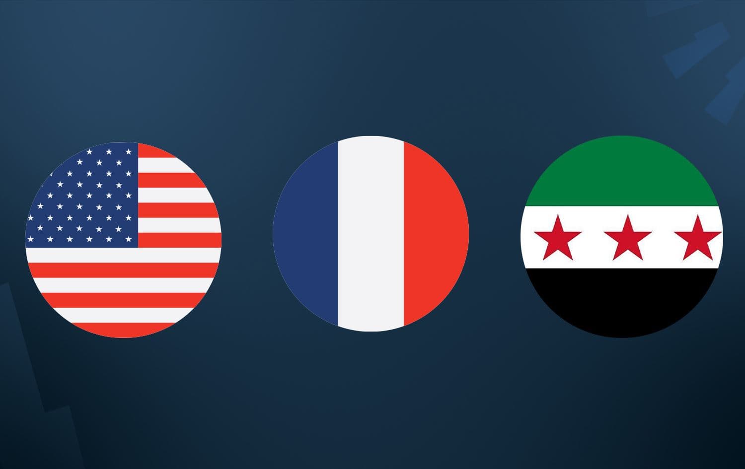 ئاڵای ئەمریکا، فەرەنسا و سووریا.