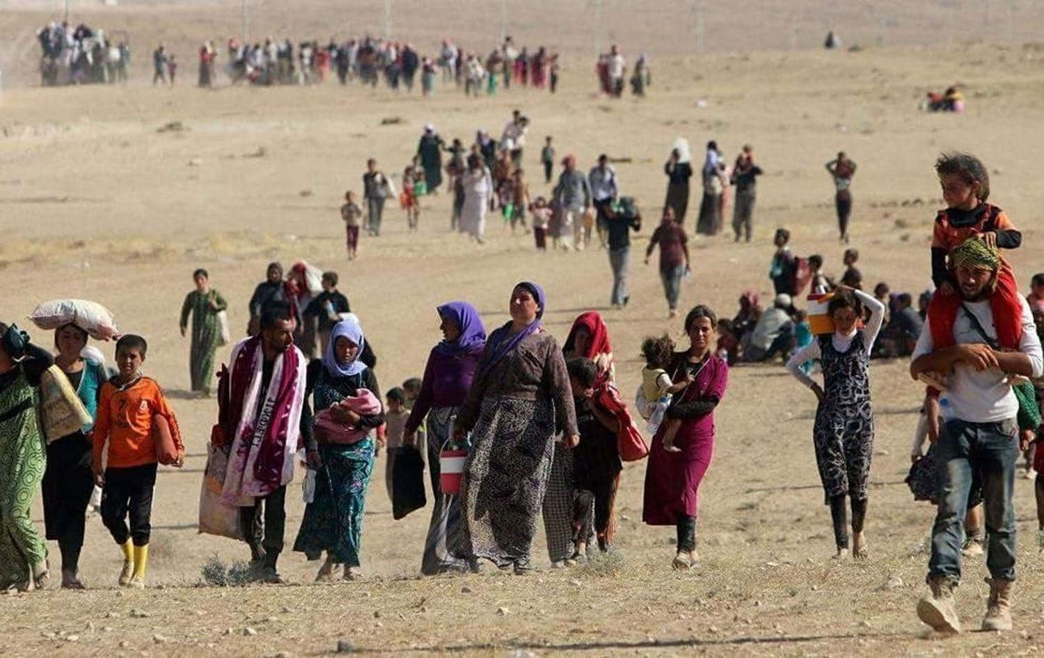 Yazidis fleeing Shingal in the face of ISIS attack in August 2024. Photo: via Nadiasinitiative