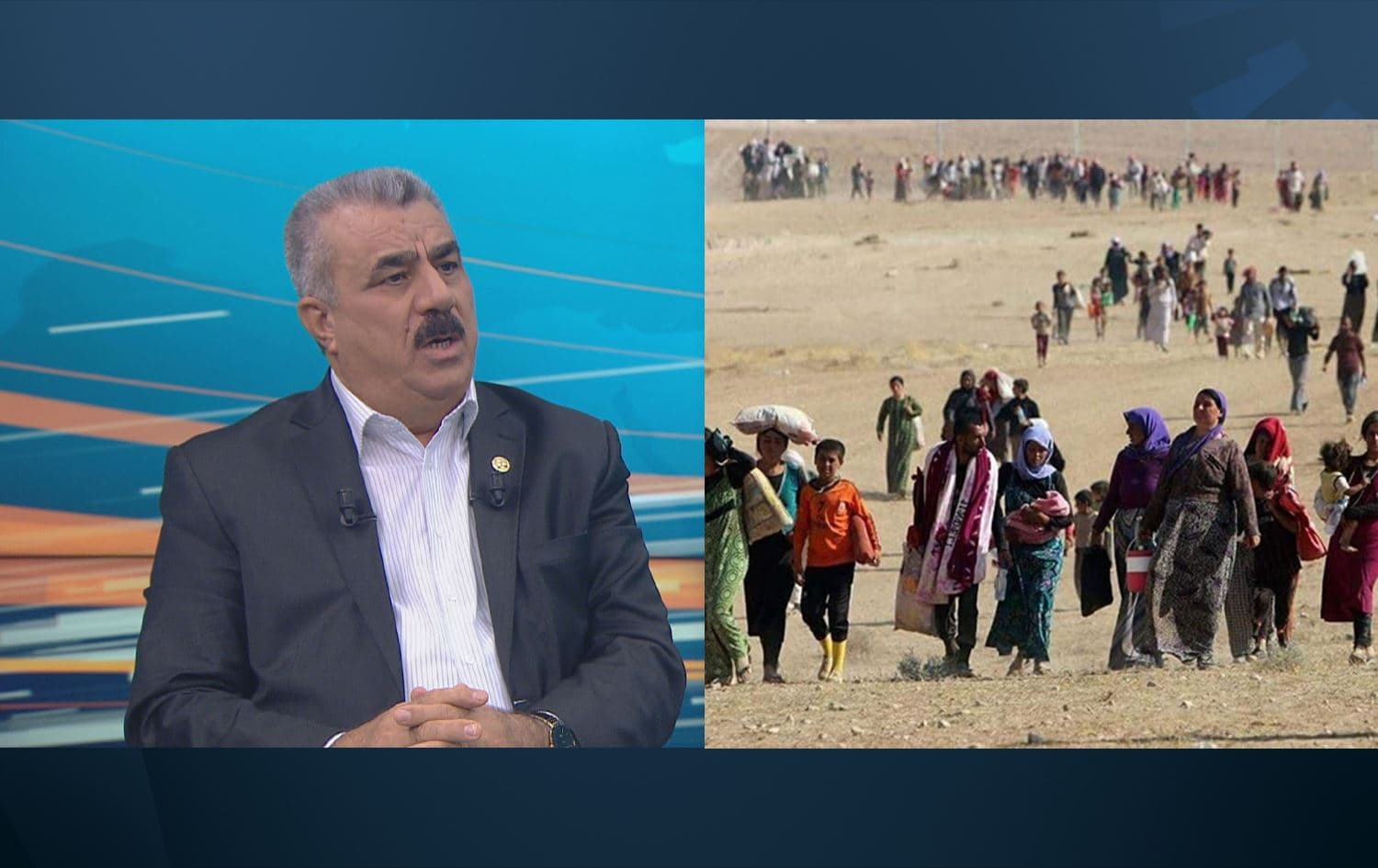  Hussein Qaidi, head of the Office for Rescuing Abducted Yazidis speakin to Rudaw on July 29, 2025. Photo: screengrab/Nadiasinitiative