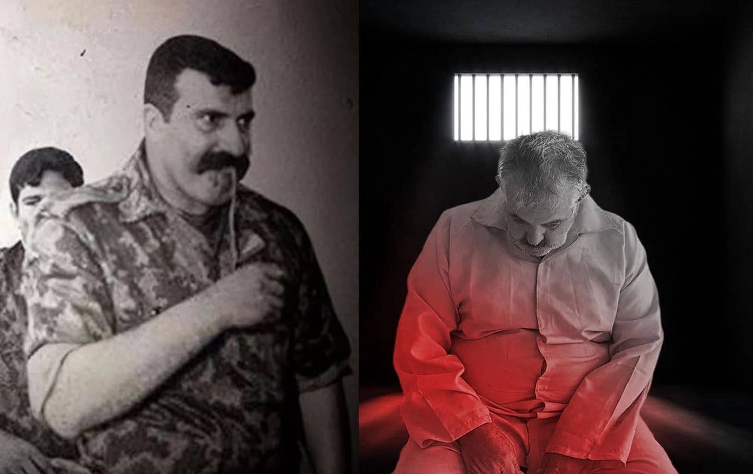 Hajaj Ahmed Hardan al-Tikriti pictured eating a live snake (left). Photo: Submitted. Hajaj Ahmed Hardan al-Tikriti after his arrest. Photo: INSS 