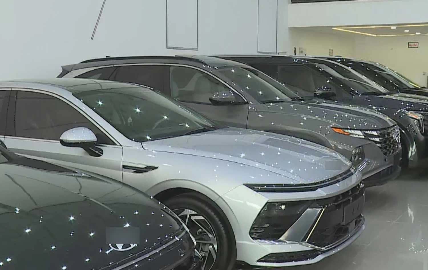 Cars pictured at a local dealership in Erbil on August 4, 2025. Photo: Screengrab/Rudaw