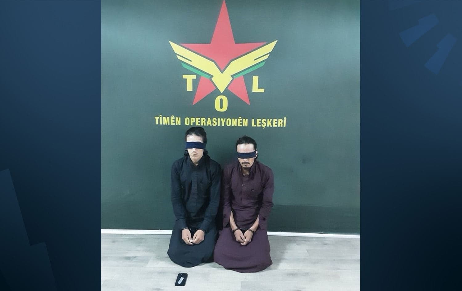 Two Islamic State (ISIS) militants captured by the People’s Protection Units (YPG) on August 7, 2025. Photo: YPG/X