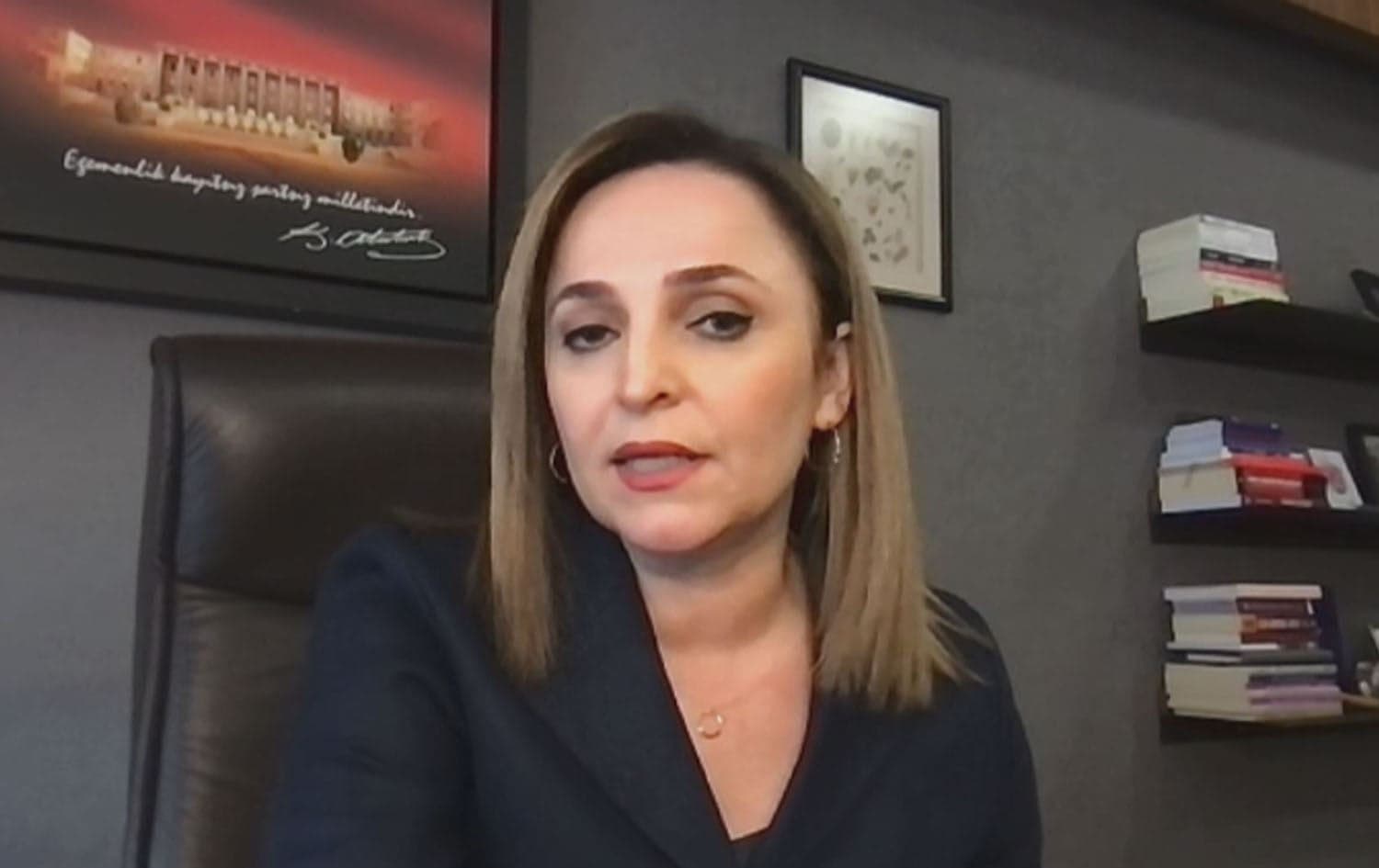 Aysegul Dogan, spokesperson for the Peoples' Equality and Democracy Party (DEM Party), speaks to Rudaw on July 8, 2025. Photo: Screengrab/Rudaw