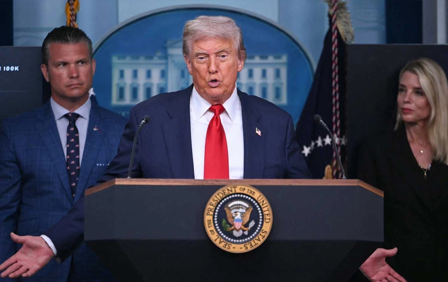 Trump li Koşka Spî di konferanseke rojnamegerî de axivî /Wêne: Ajans