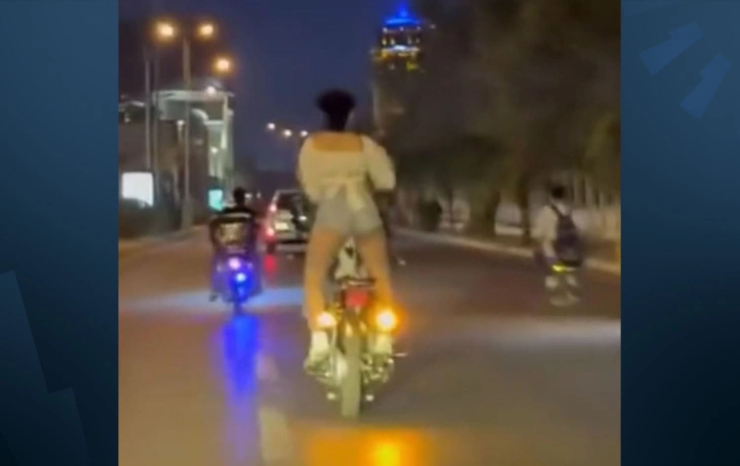 Woman arrested for publicly dancing on a motorcycle on the streets of Erbil on August 18, 2025. Photo: Screengrab/Rudaw