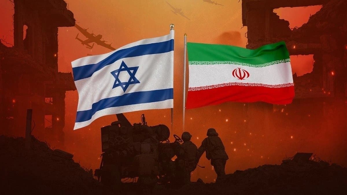 وێنەیەکی گرافیکی کە ئاماژەیە بۆ شەڕی ئیسرائیل و ئێران