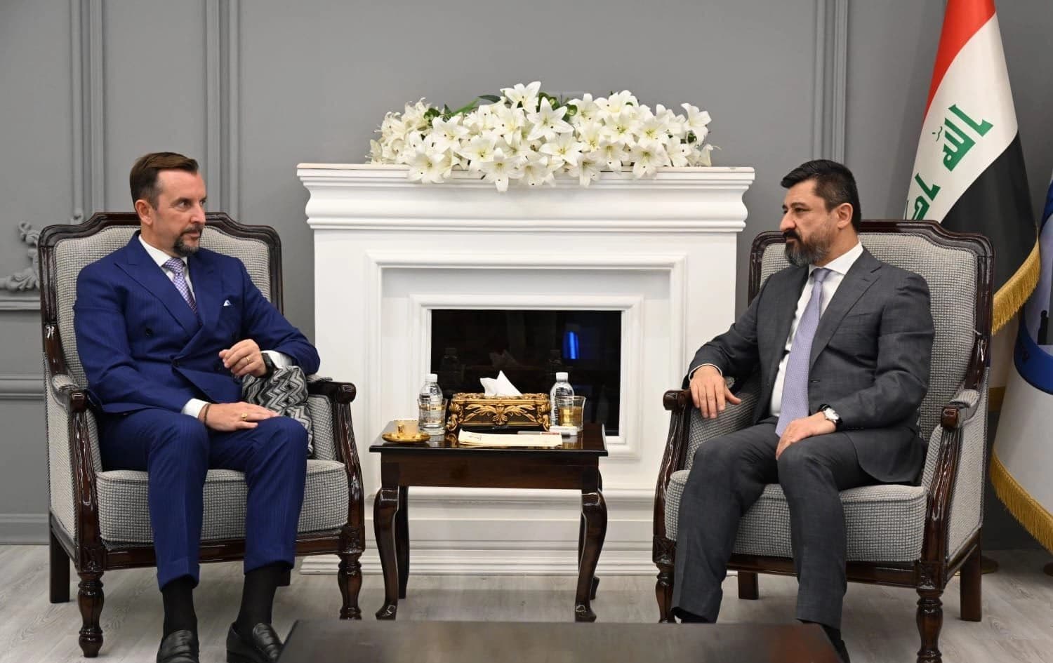 Iraqi Justice Minister Khalid Shwani (right) meets Rome’s Ambassador to Baghdad Niccolo Fontana (left) in Baghdad on August 24, 2025. Photo: Iraqi News Agency (INA)