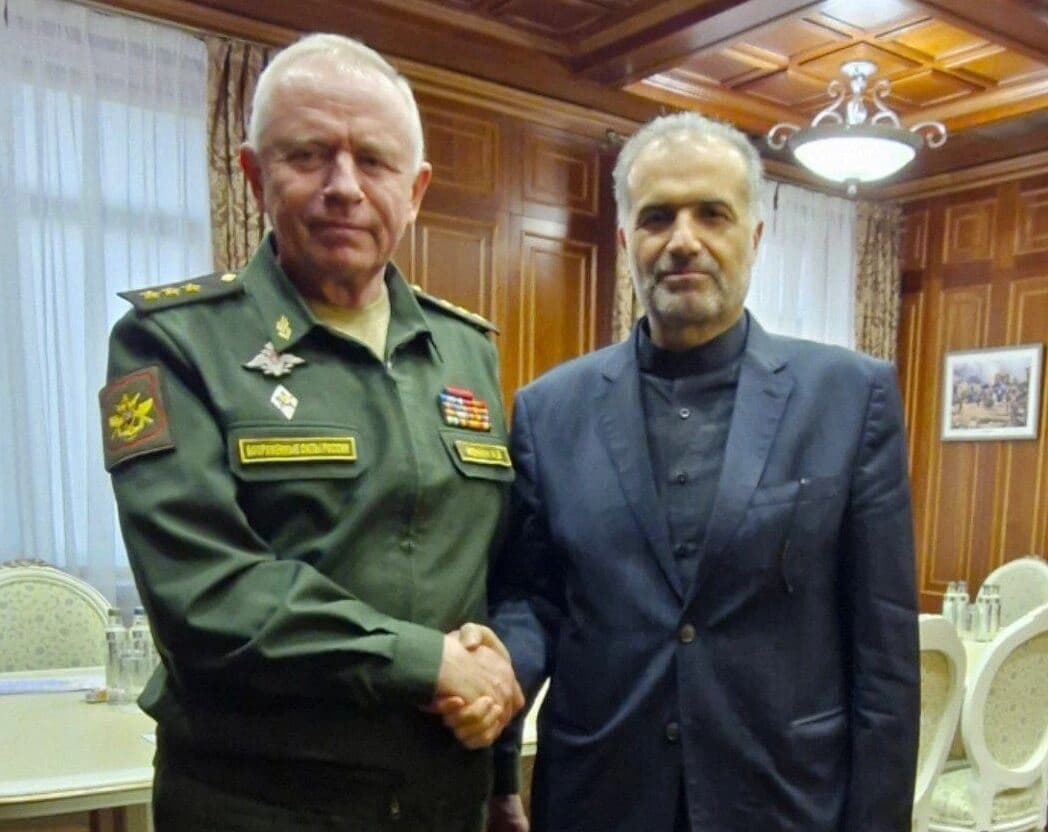 Iran’s Ambassador to Moscow Kazem Jalali meets with Russian Deputy Defense Minister Colonel General Alexander Fomin in Moscow on April 4, 2024. Photo: Iranian foreign ministry