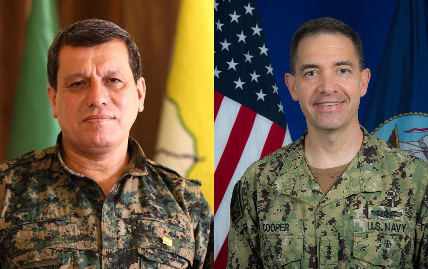 Mezlûm Ebdî û Admiral Brad Cooper\ Wêne: Rûdaw Grafîk