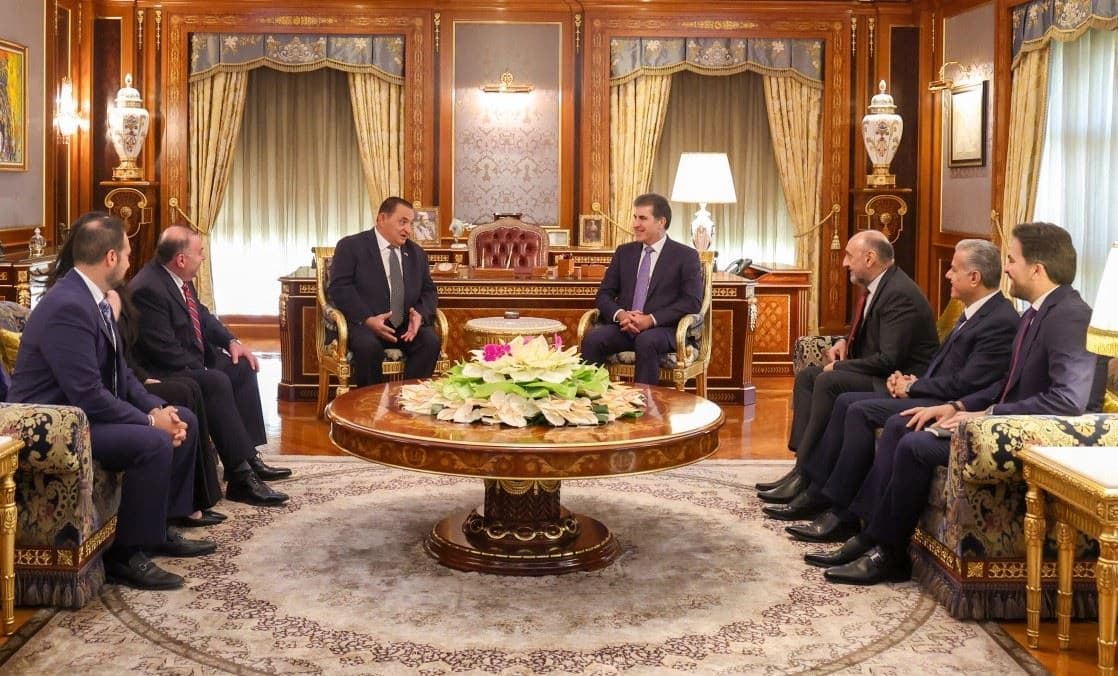Kurdistan Region President Nechirvan Barzani receives a delegation of Assyrian notables from Iraq, the Kurdistan Region and the United States in Erbil on September 14, 2025. Photo: Kurdistan Region Presidency