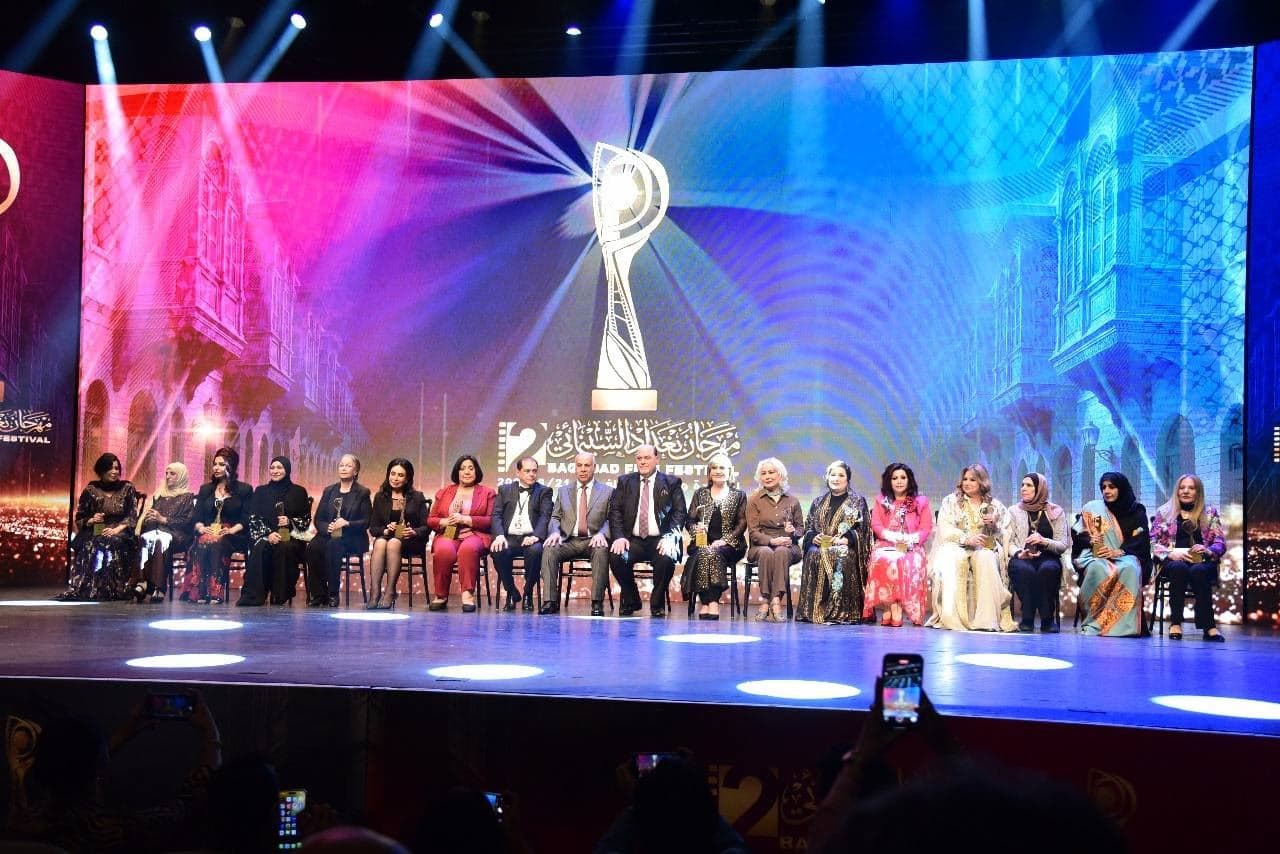 Artists honored at Baghdad International Film Festival on September 16, 2025. Photo: Iraqi Artists Syndicate/Facebook