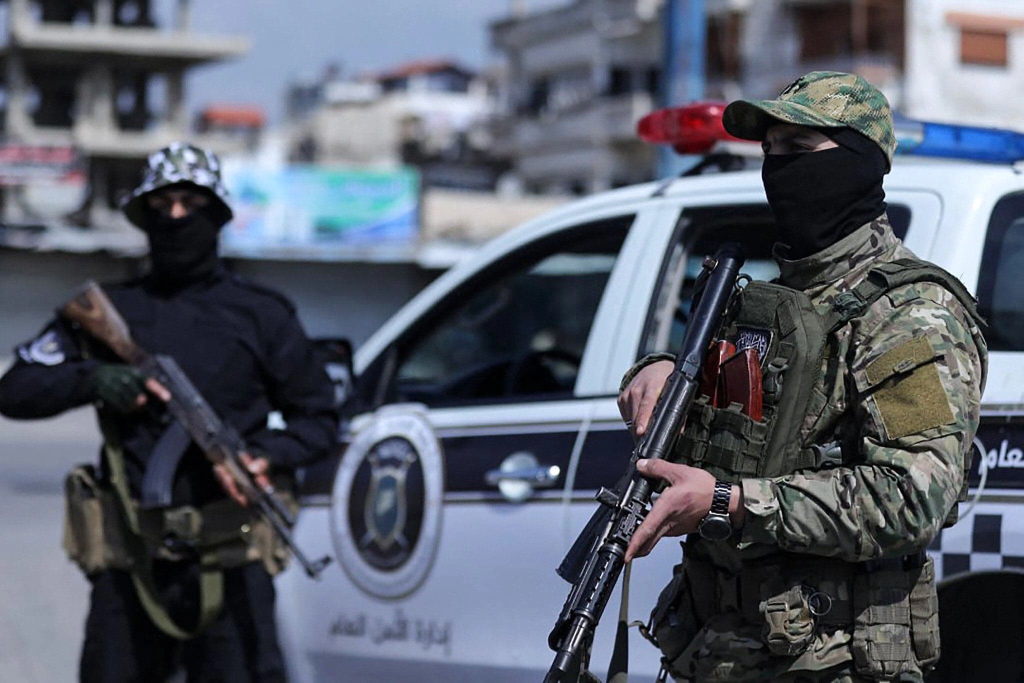 Syrian forces manning a checkpoint in the coastal city of Latakia on March 8, 2025. Photo: AFP
