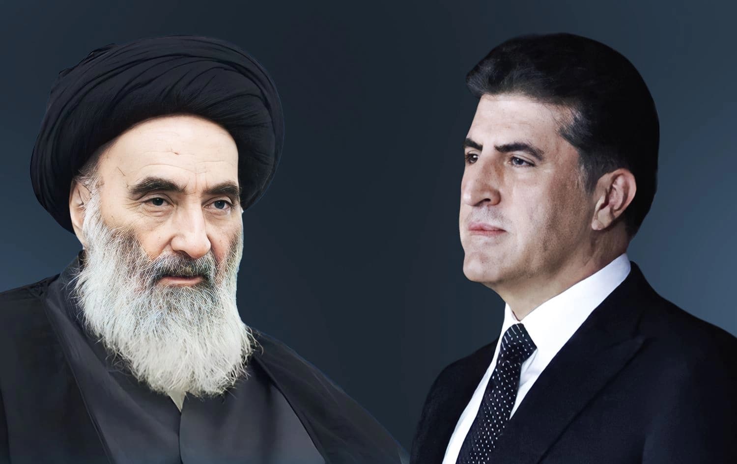نێچیرڤان بارزانی، سەرۆکی هەرێمی کوردستان و عەلی سیستانی، مەرجەعى باڵاى شیعەکانی عێراق