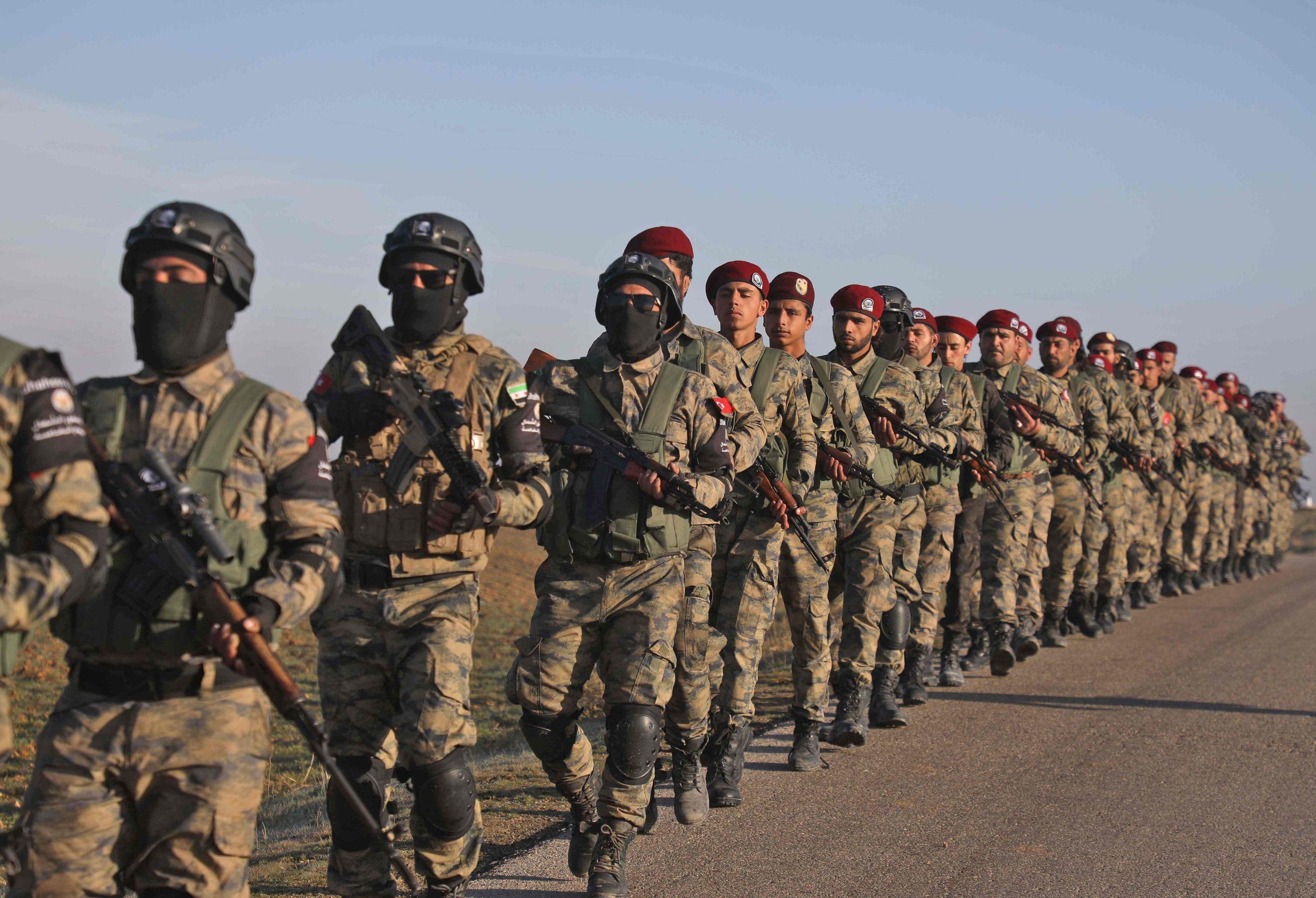 Members of the Syrian National Army (SNA) take part in northeast Aleppo on January 14, 2021. (Photo: AFP) 