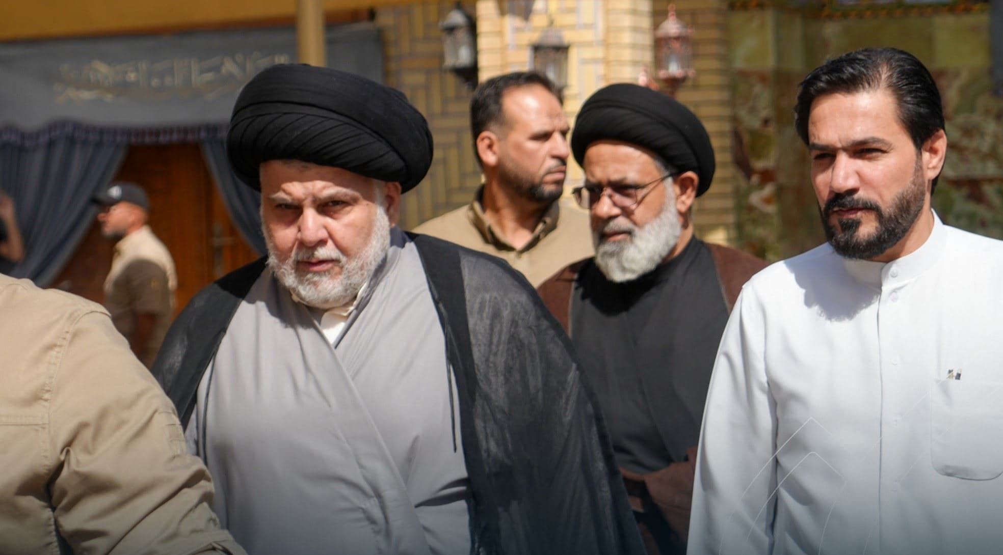 Influential Iraqi Shiite cleric and politician Muqtada al-Sadr pictured while on a visit to his father's tomb in Najaf on September 30, 2025. Photo: Al-Marqad/Facebook