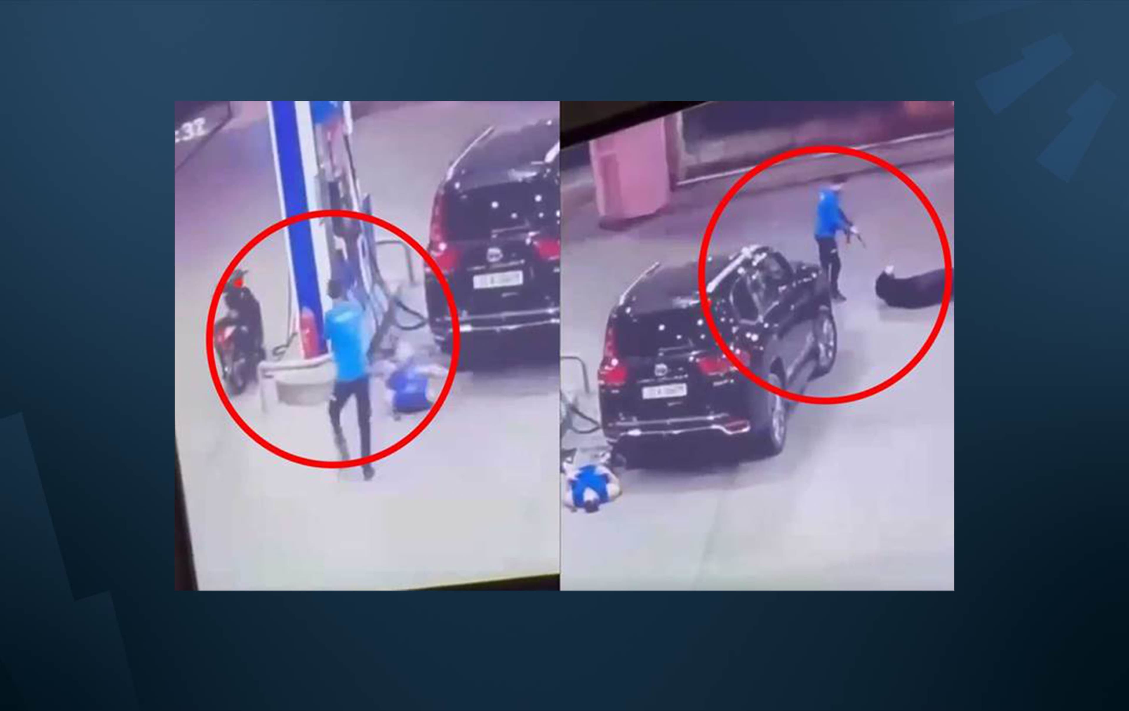وێنەیەکی ساتی رووداوەکە لە یەکێک لە بەنزینخانەکانی هەولێر