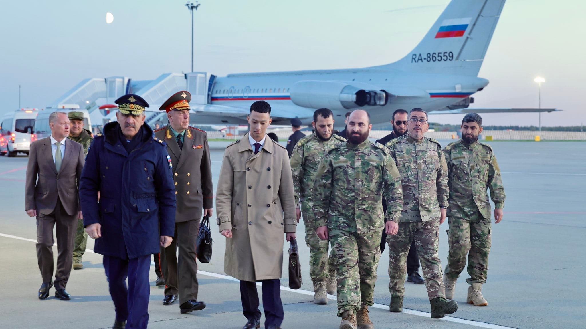 A Syrian defense ministry delegation arrives in Moscow on October 2, 2025. Photo: Sy_Defense/X