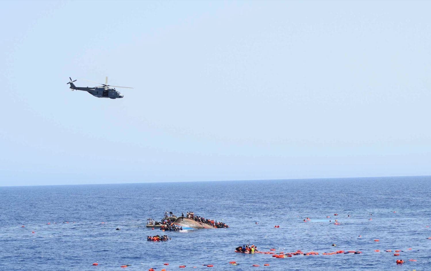 A migrant boat capsized in the Mediterranean off the Libyan coast. File photo: AFP