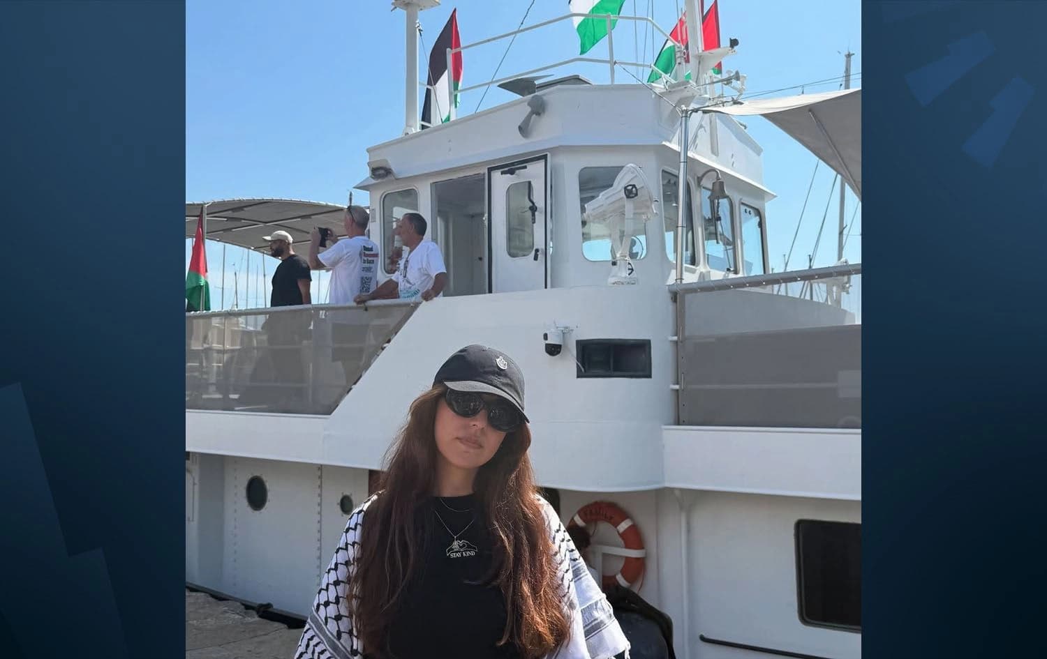 Renaz Ebrahimi standing in front of a boat. Photo: renaz/instagram